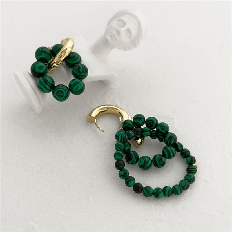The Green Beads Metal Earrings European And American Style Hip-hop Punk Personality Fashion Stud Earrings Ms Travel Accessories