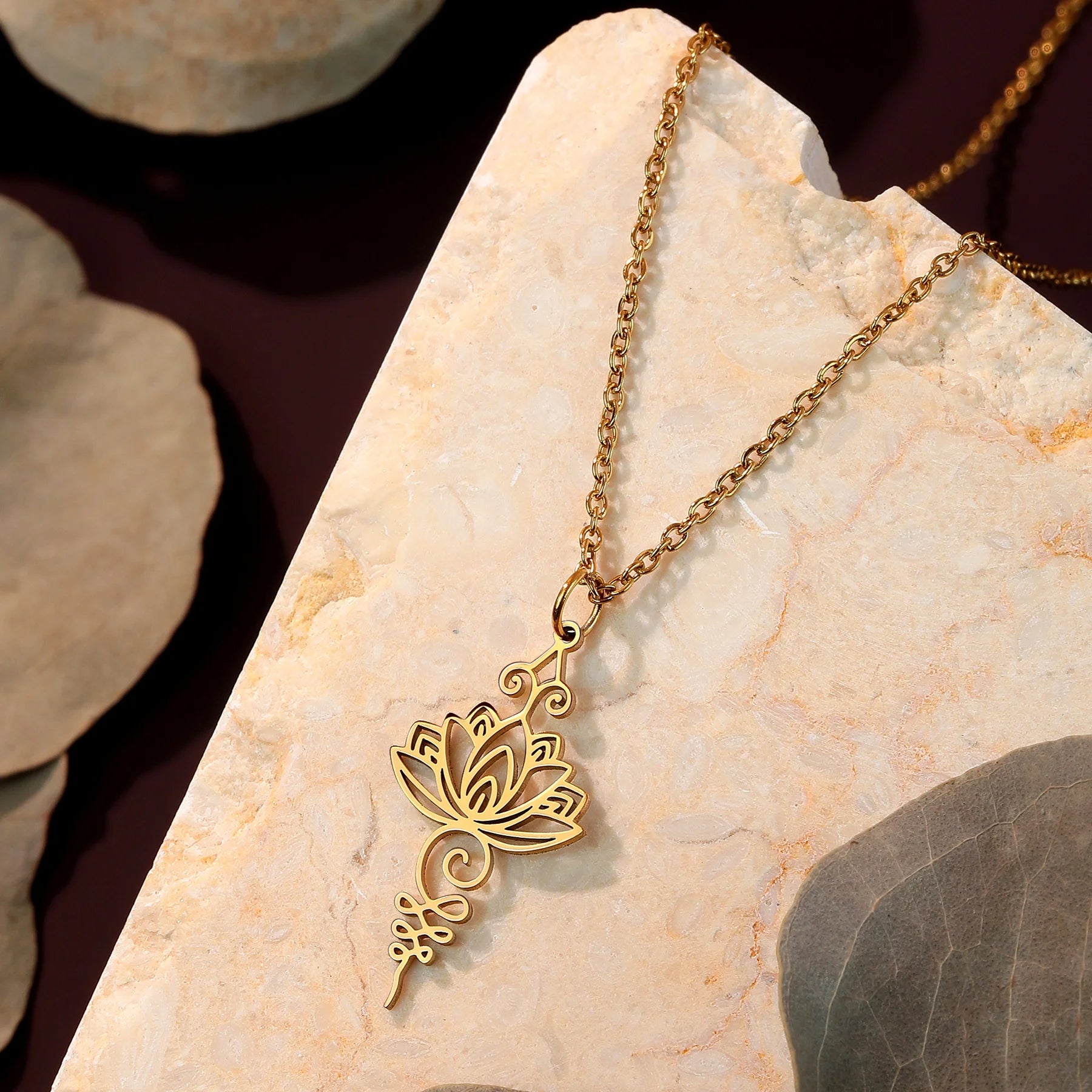Gold Unalome Lotus Choker, Sacred Buddhist Path Talisman Necklace