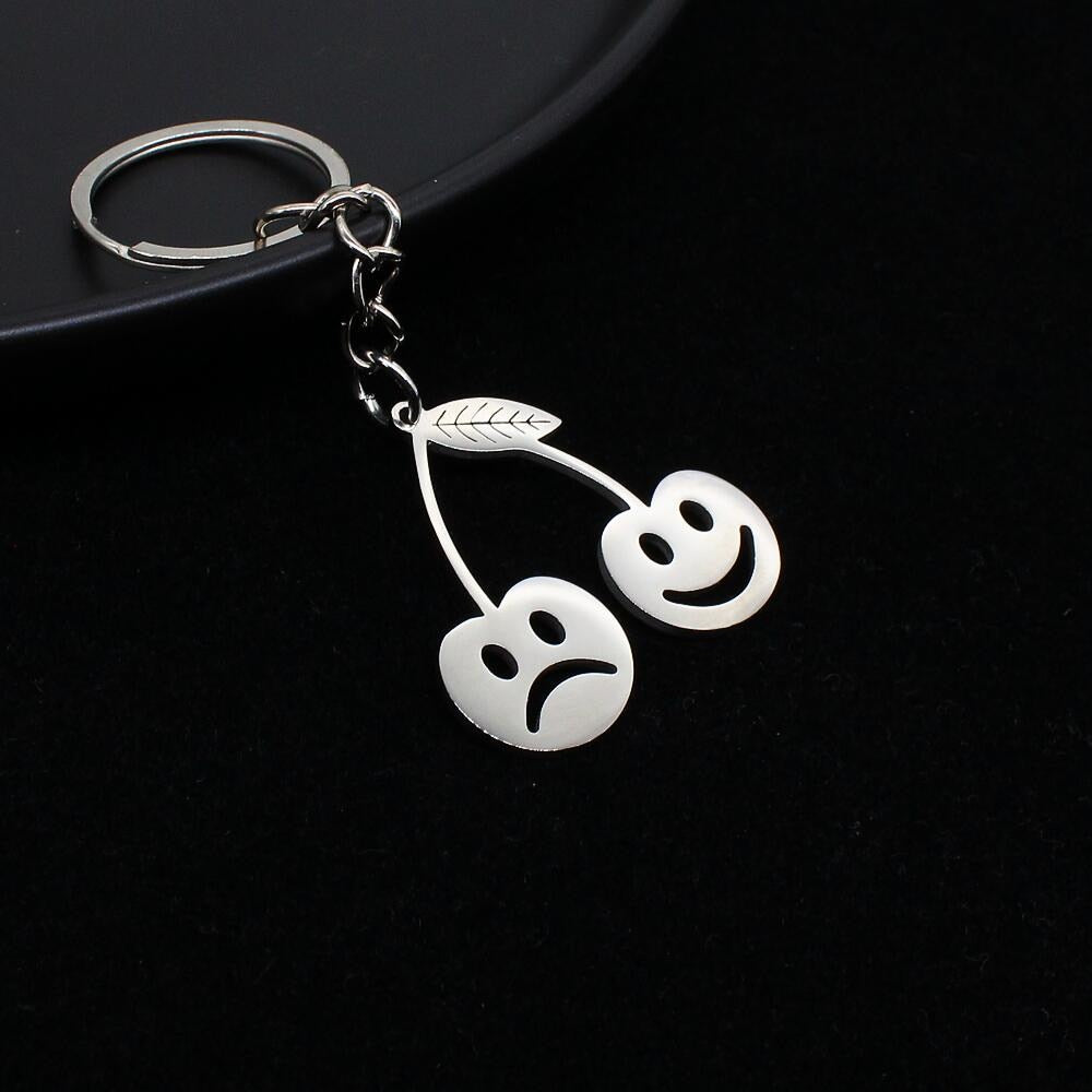 Funny Middle Finger Stickman Keychain Cute Titanium Steel School Bag Car Key Pendant Couple Trinket Gift Keyrings
