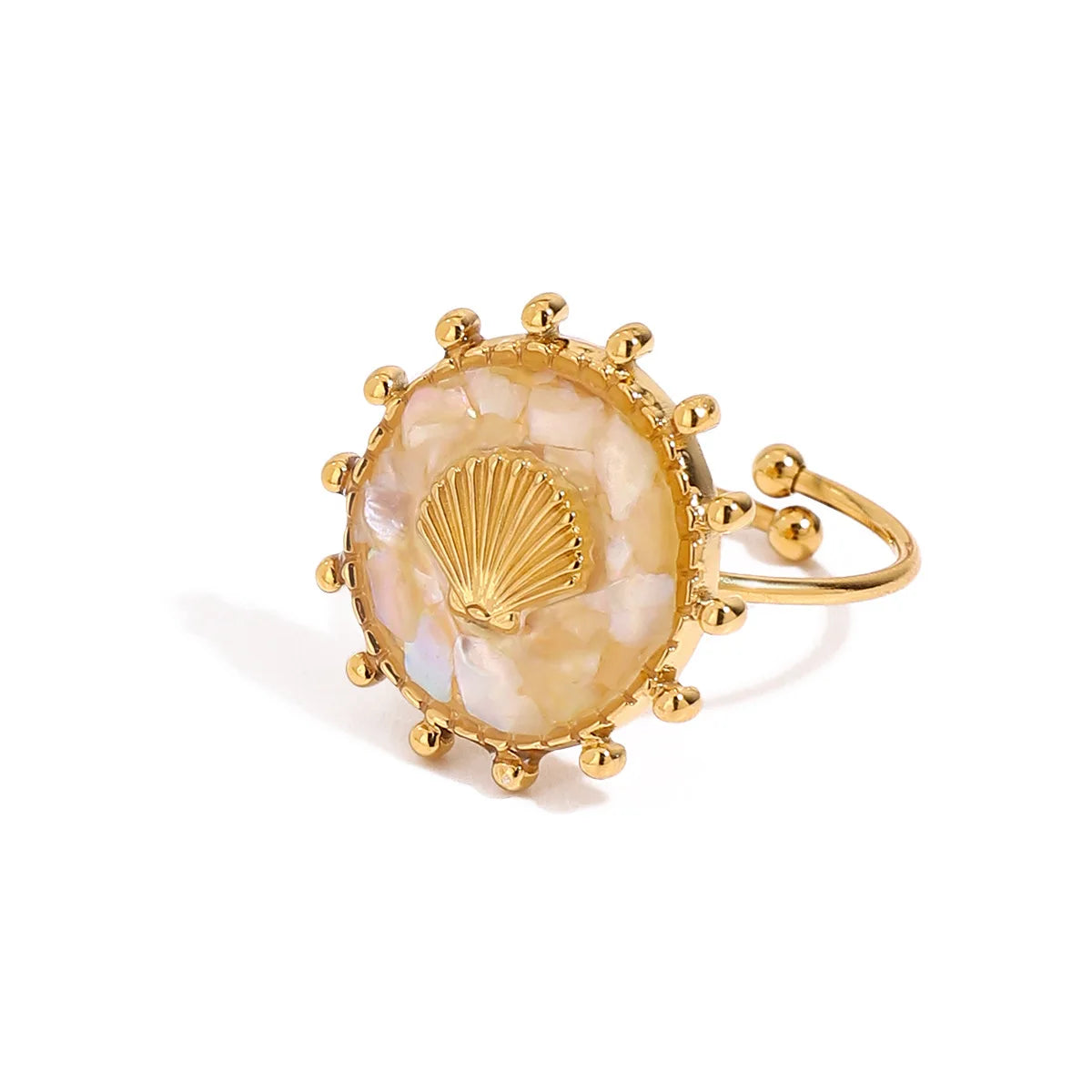 Gold Plated Stainless Steel Natural Shell Ring