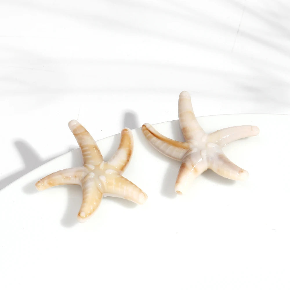 Marble Starfish Shell Stud Earrings