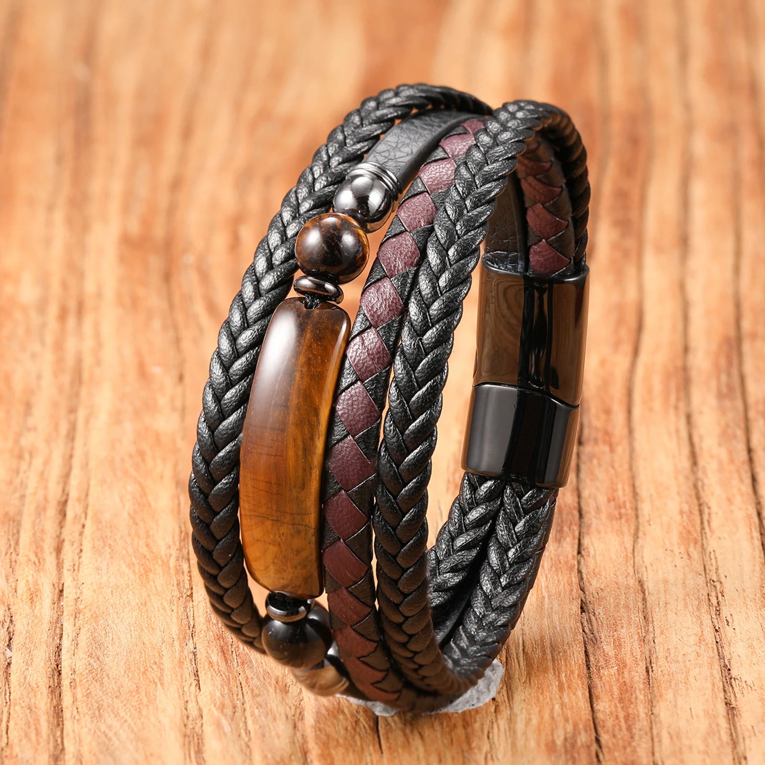 Stone & Leather Wrap Bracelet