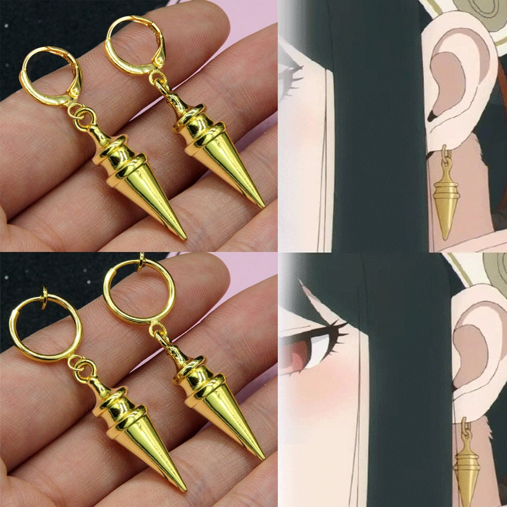 Anime SPY×FAMILY Yor Forger Cosplay Earrings Drop Golden Tapered Punk Women Ear Clips Fans Costumes Jewelry Gift