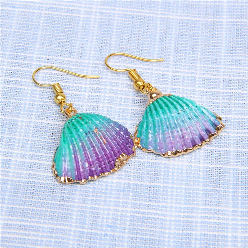 Natural Shell Scallop Drop Earrings Jewelry
