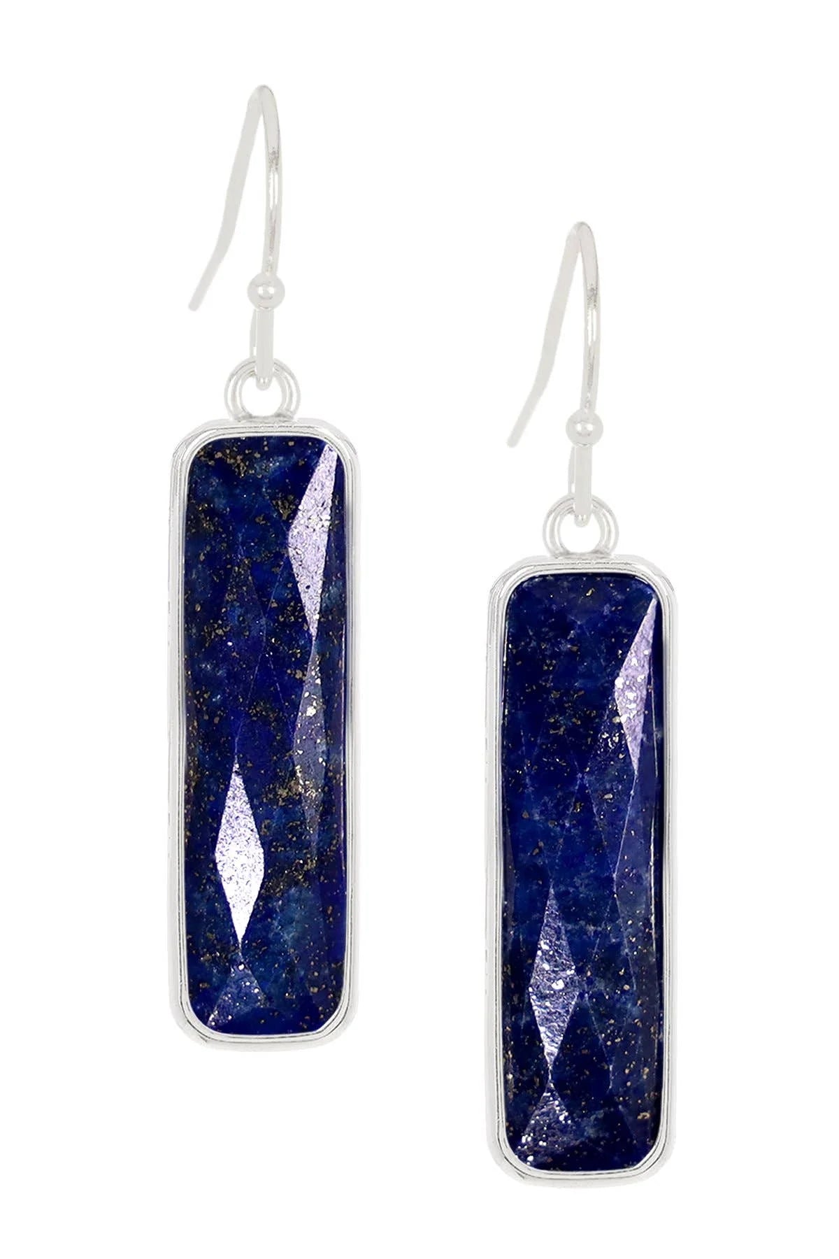 Lapis Lazuli Rectangle Earrings Pendant Necklace Jewelry - Charlie Dolly