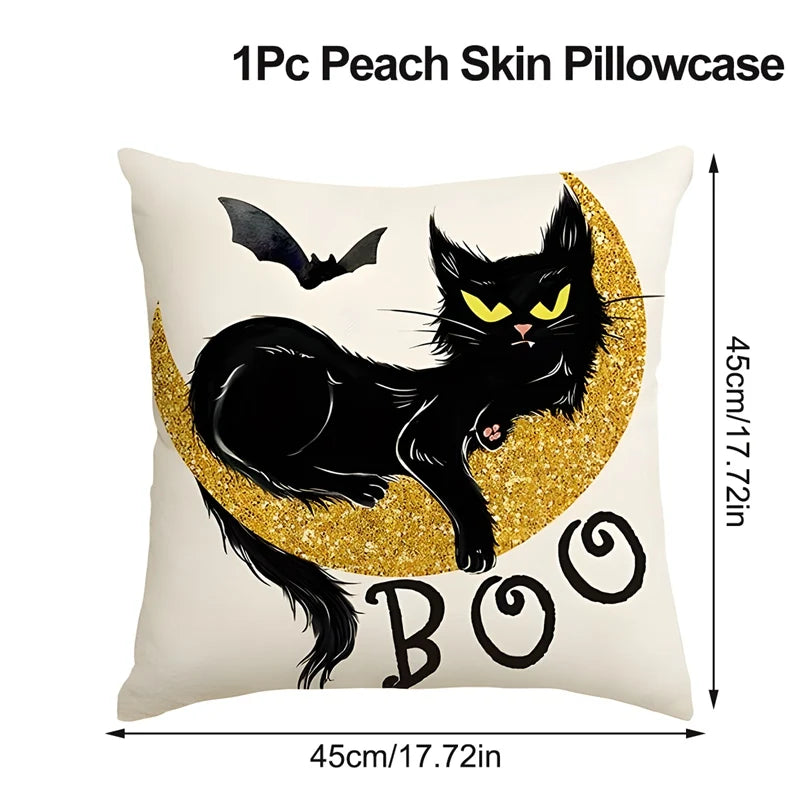 Halloween Pumpkin Ghost Pillowcase Happy Halloween Party Decorations For Home 2024 Trick or Treat Spider Bat Cat Pillow Covers - Charlie Dolly