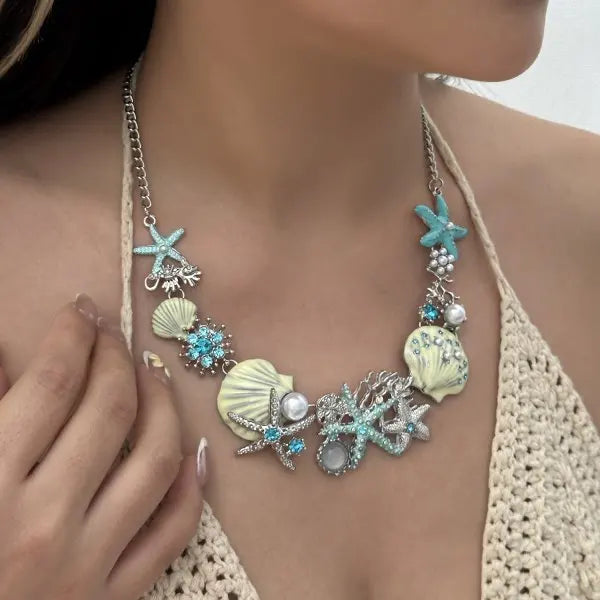 Exaggerated Coral, Starfish and Scallop Ocean Necklace, Bracelet or Earring
