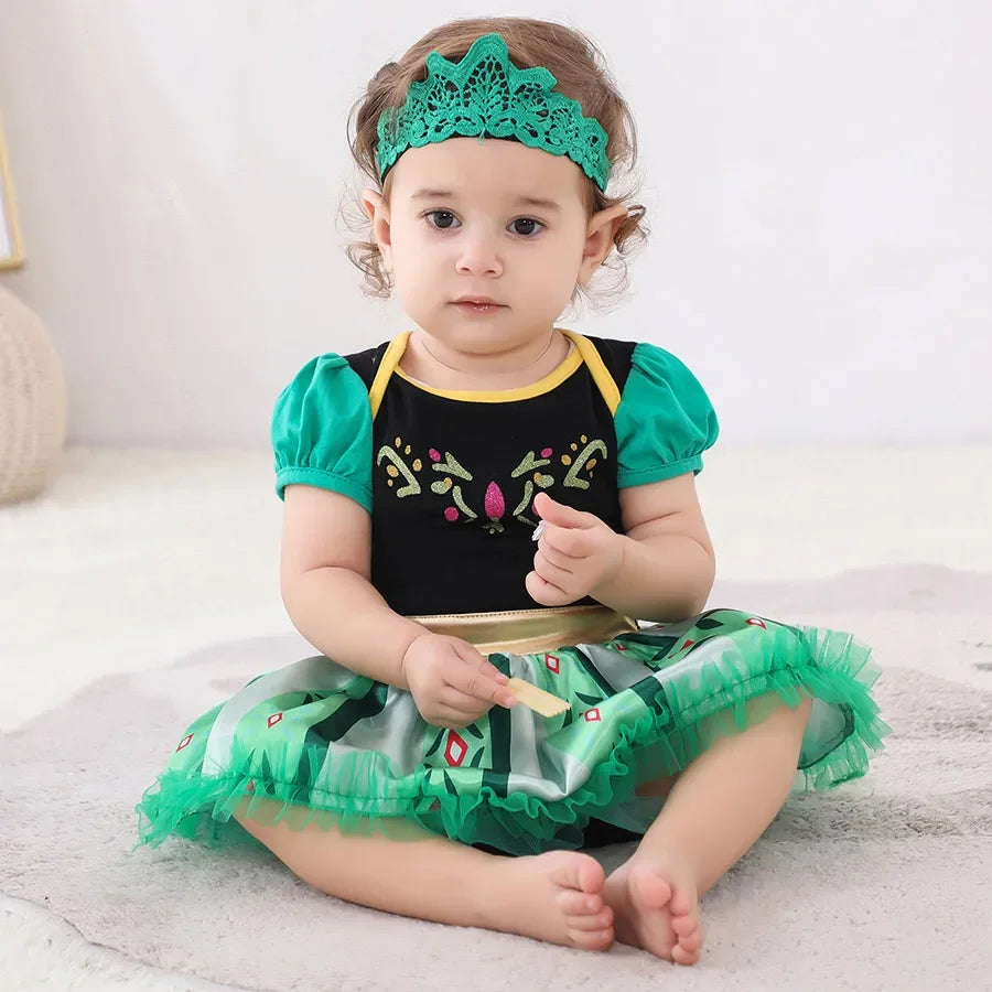 Baby Romper Tutu Dress with Headband Infant Baby Girl Princess Clothes Cute Design Kids Dress Halloween Party Costumes Outfit - Charlie Dolly