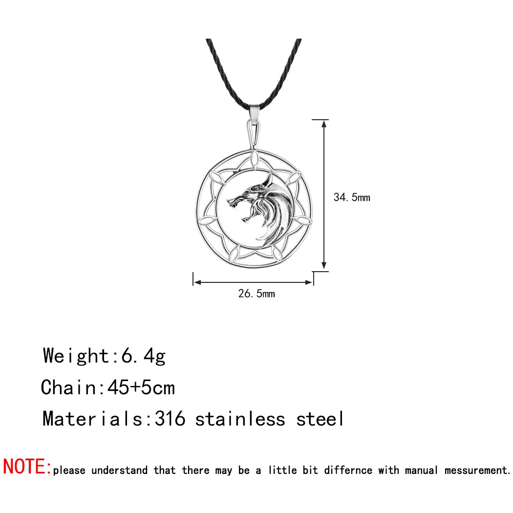 Wolf Head Medallion Pendant, Slavic Viking Sacred Amulet Necklace