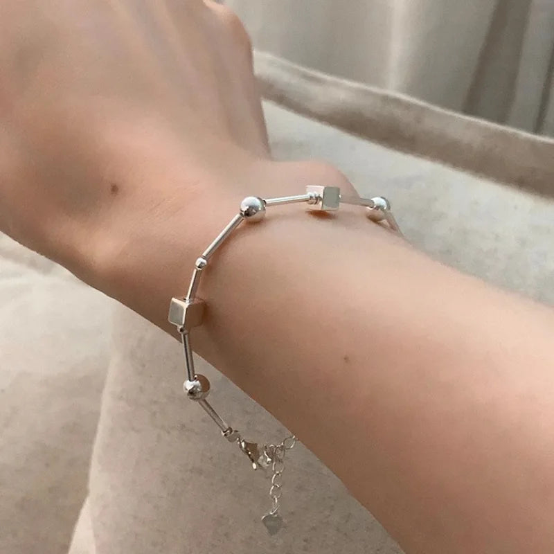 Sterling Silver Bead Geometric Choker Necklace Jewelry