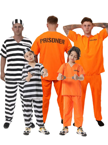 Halloween Adult Kid Prison Uniform Cosplay Wardrobe Set Masquerade Party Performance Stage Costume Prop - Charlie Dolly