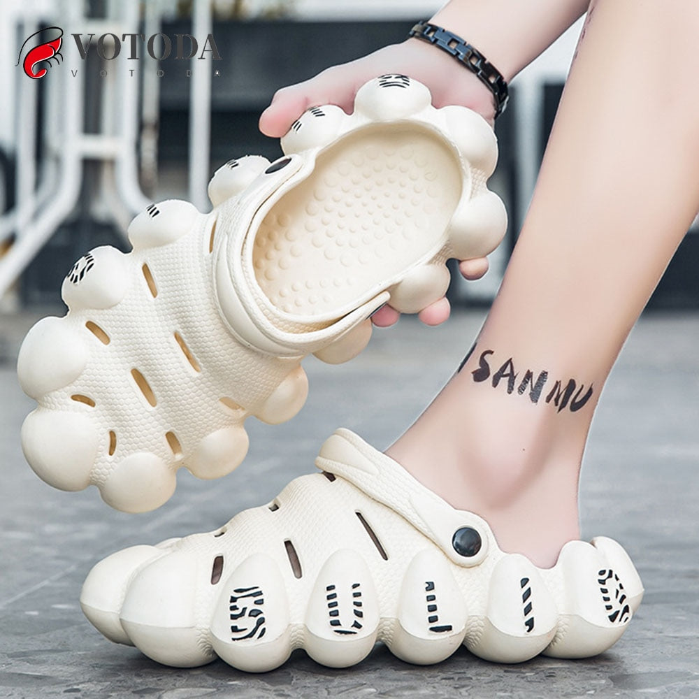 Summer Men Sneakers Slippers Bubble Slides Soft EVA Thick Sole Sandals Fashion Outdoors Hollow Clogs Women Man Beach Shoes
