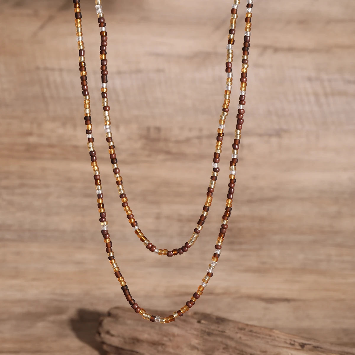 Acrylic Seed Bead Double Layer Choker Necklace Jewelry