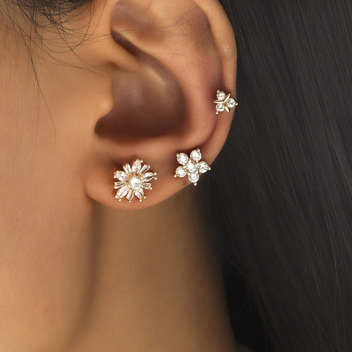 Trendy Bohemian No Piercing Crystal Rhinestone Ear Cuff Earrings for Women Wrap Stud Clip Earrings Girl Earrings Jewelry Bijoux