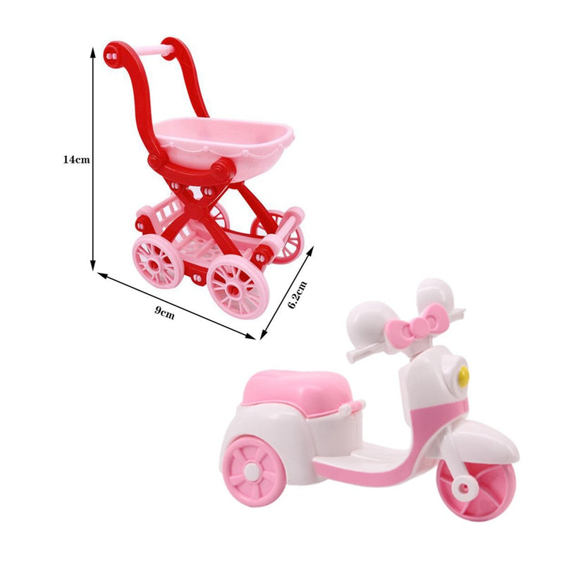Hot Sale Cute Kawaii Pink 10 Items/Lot Miniature Dollhouse Furniture Accessory Kids Toys Kitchen Cooking Things For Barbie Game