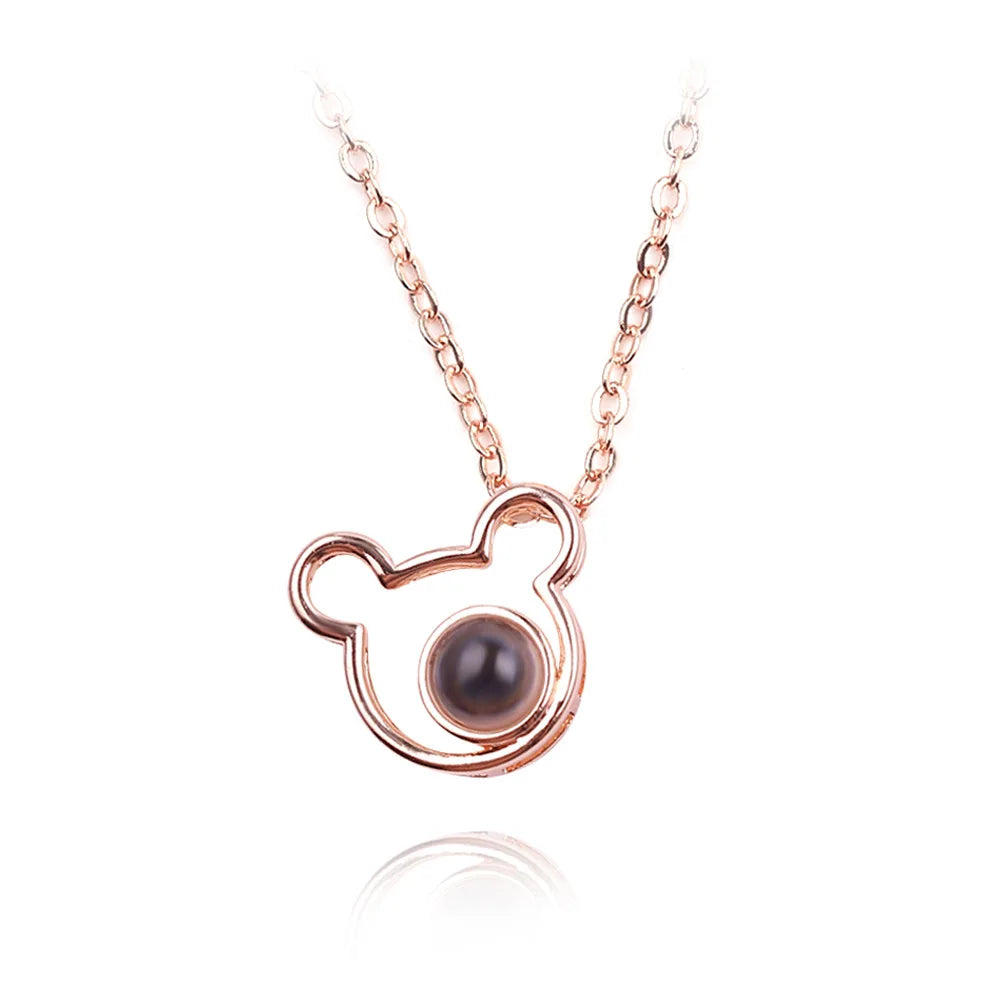 Projection Necklace, I Love You in 100 Languages, Zircon Heart Pendant Gift