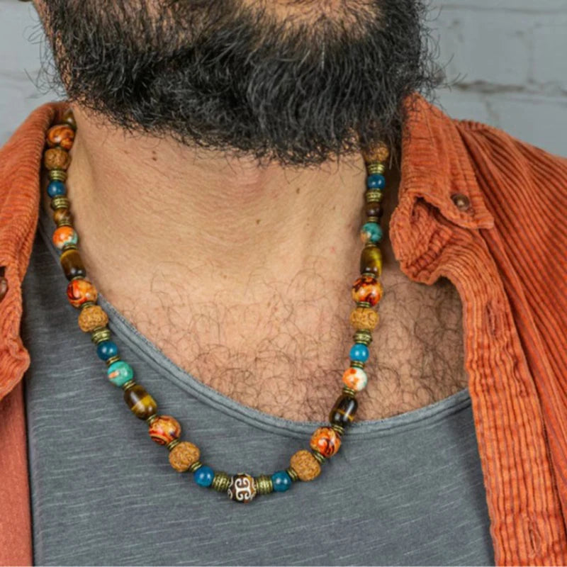 Tiger Eye Bodhi Bead Mens Necklace Jewelry