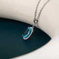 JoiasHome Fashion Silver 925 Jewelry For Women 6*8mm Oval Aquamarine Pendant Necklace Female Wedding Clavicle Chain Gift - Charlie Dolly