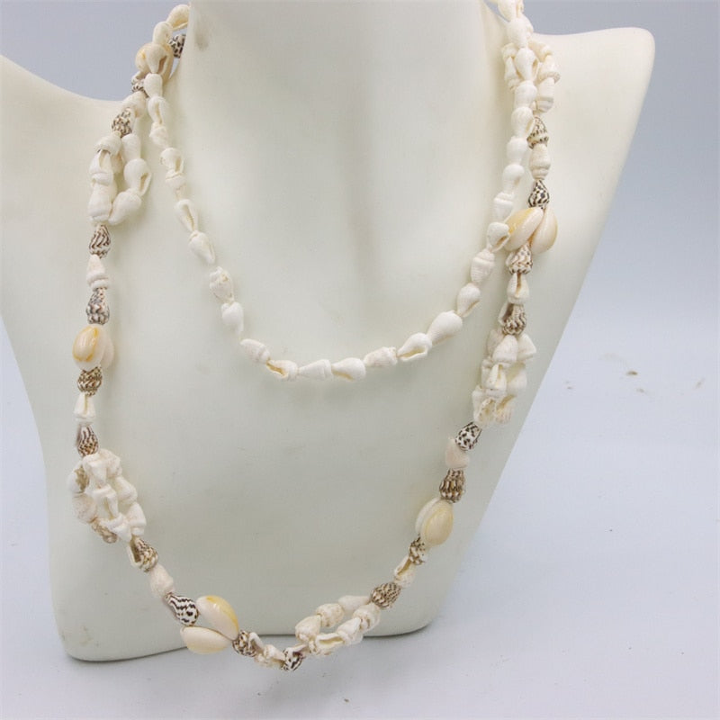 Trendy Fashion Jewelry Natural Sea Snail Shape Shell Beads Making Long Necklace Sweater Design For Women Party Gift Accessories
