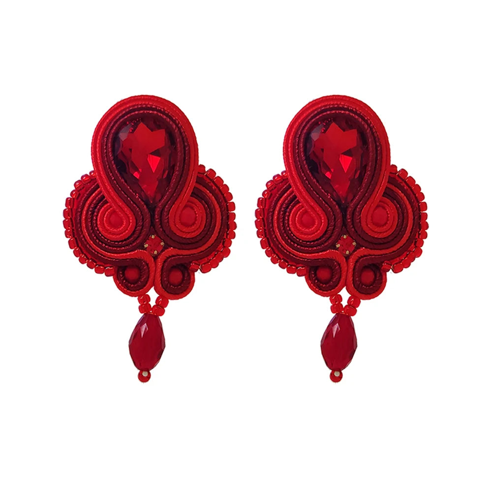 Soutache Leather Woven Boho Dangle Earrings Jewelry