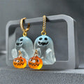 Fashion Halloween Ghost Drop Stud Earrings Women Girl Cute Punk Pumpkin Stainless Steel Jewelry Crystal Hook Dangle Party Gifts - Charlie Dolly