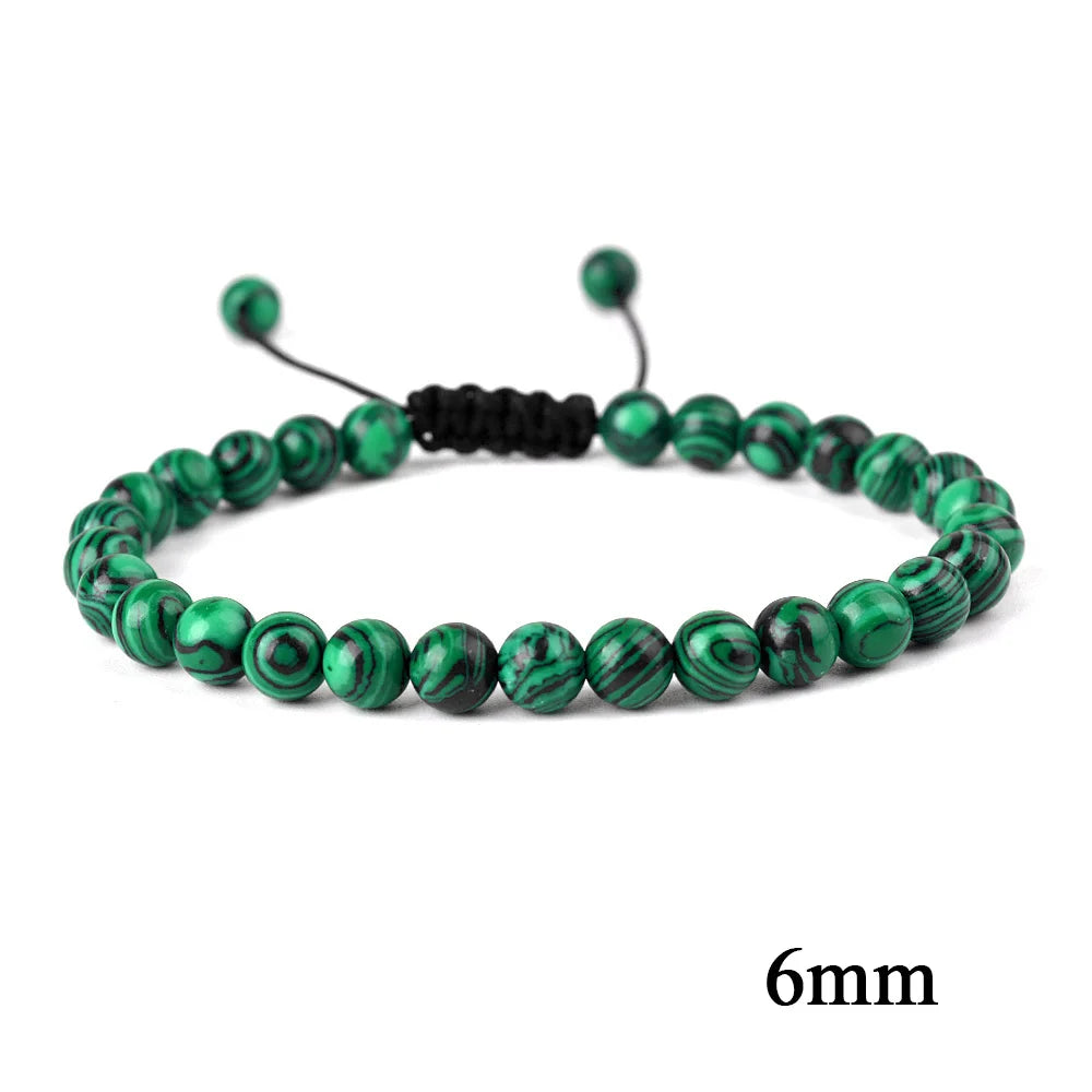 Natural Stone Beaded Bracelet — Tiger Eye, Agate & Lava