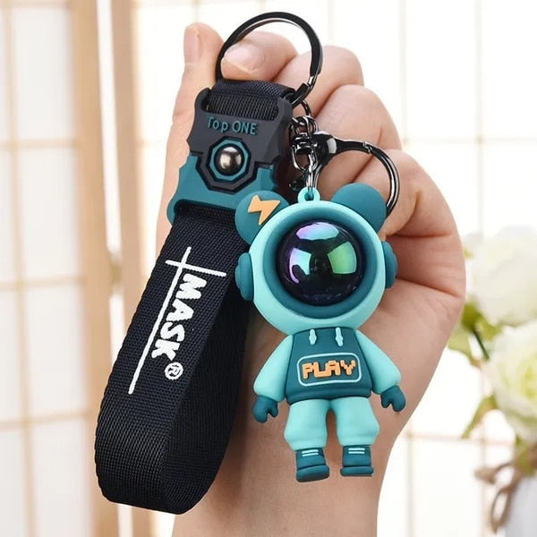 Cartoon Cute Lightning Bear Keychain Astronaut Bear Doll Keyring Bag Pendant Couple Car Keyholder Creative Bag Charm Accessories