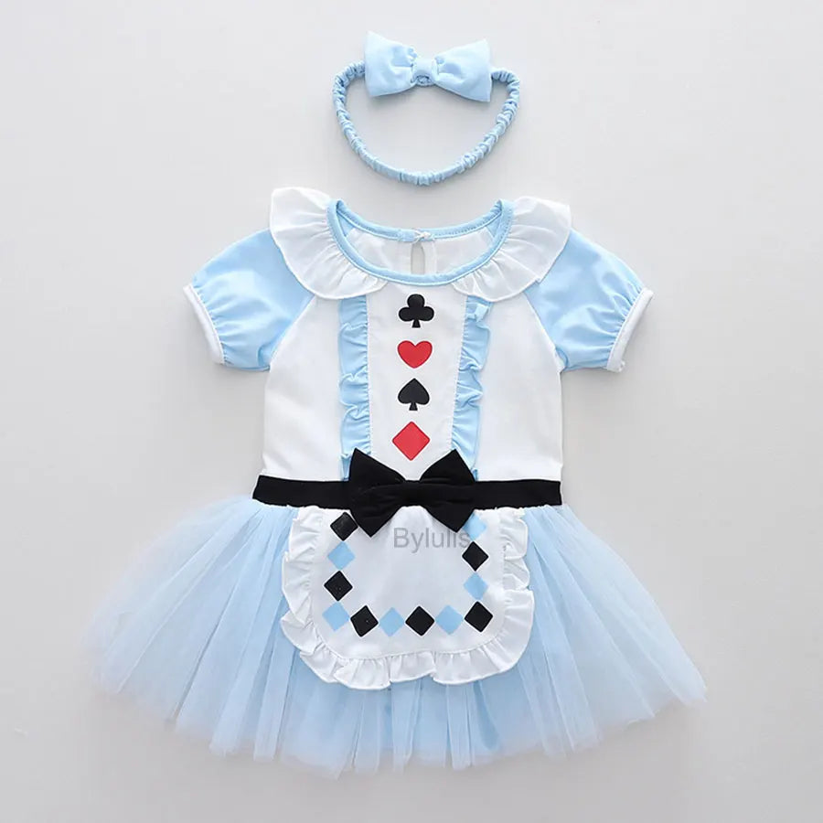 Baby Romper Tutu Dress with Headband Infant Baby Girl Princess Clothes Cute Design Kids Dress Halloween Party Costumes Outfit - Charlie Dolly