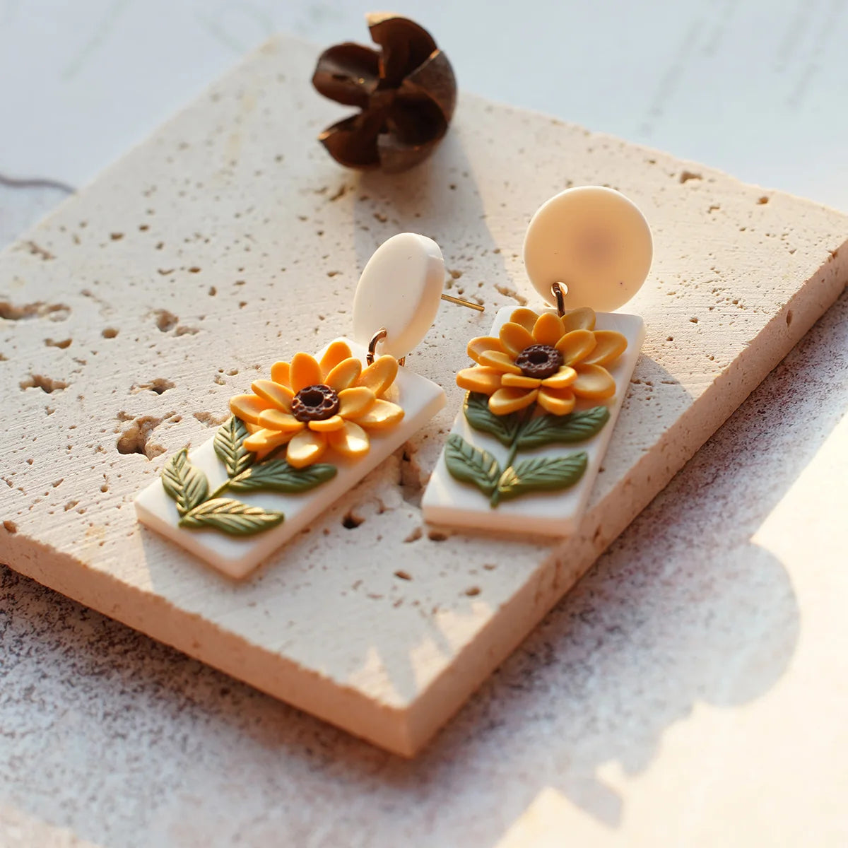 Clay Flower Cluster Egg Nest Earrings Jewelry
