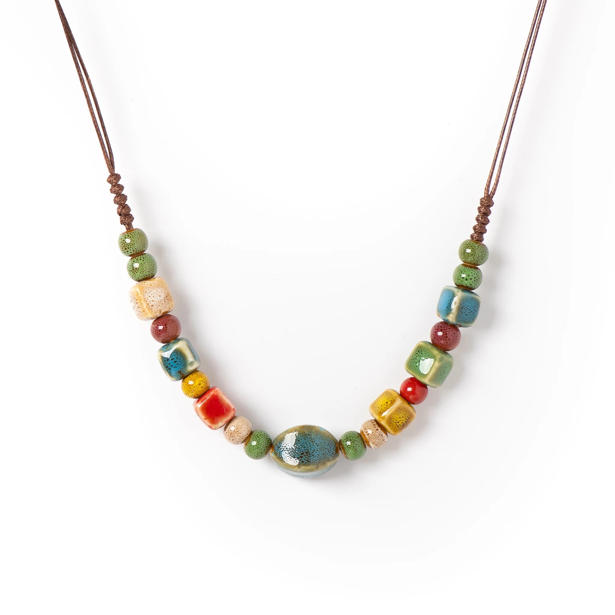 Ceramic Bead Simple Long Pendant Necklace Jewelry
