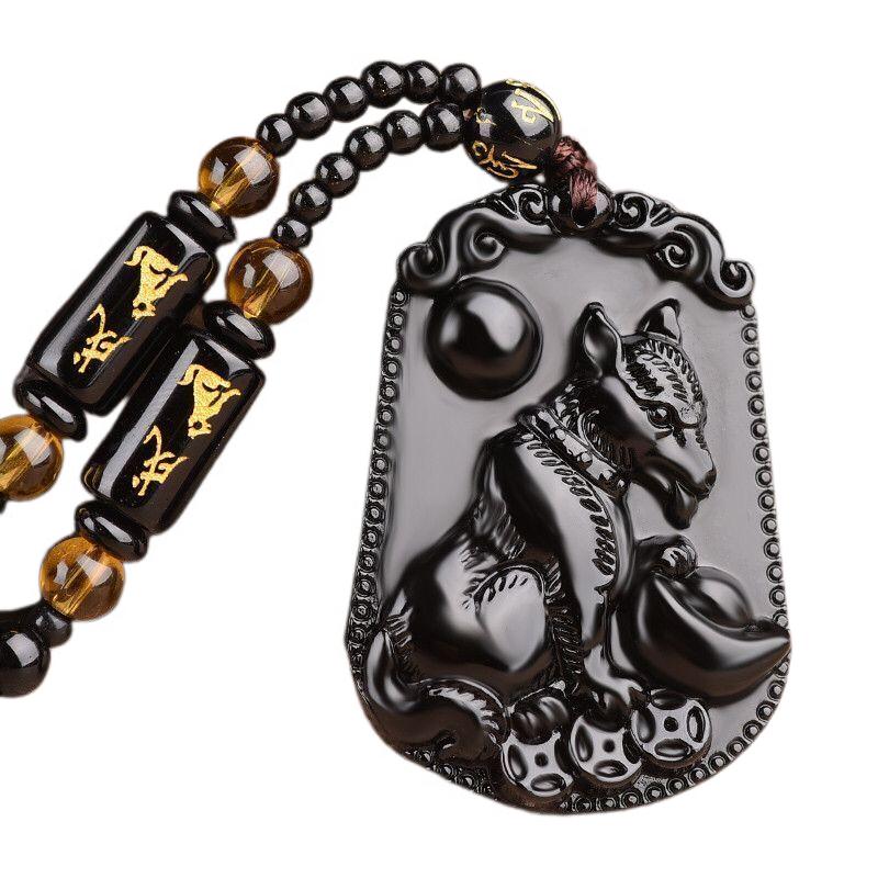 Fashion Frosted Obsidian Sakyamuni Buddha Head Charm Men and Women Amulet Necklace Buddhist Religious Jewelry