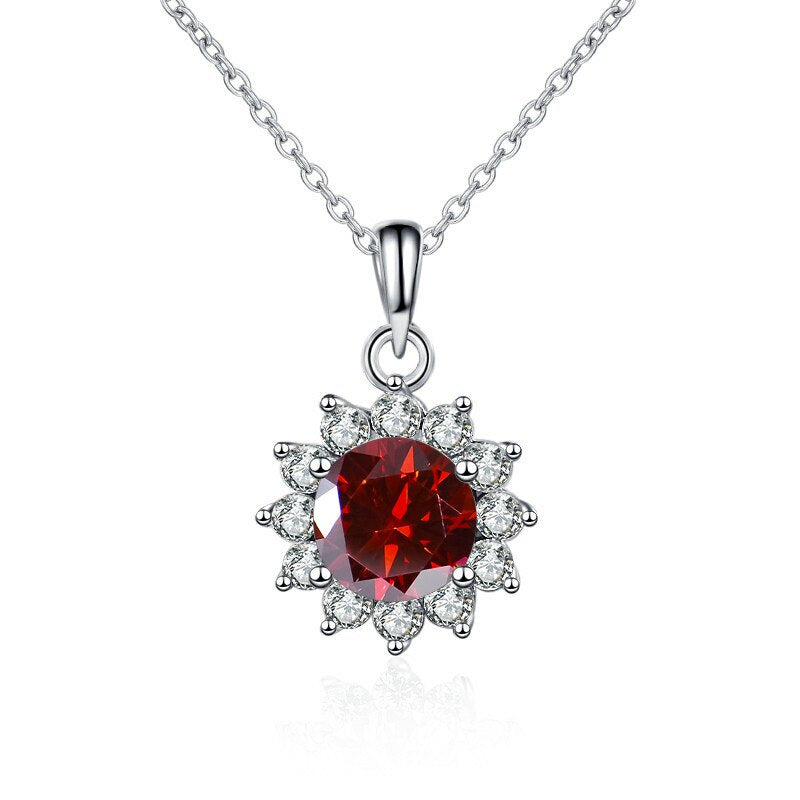 Butterflykiss In 925 Sterling Silver Sunflower Pendant Necklace For Women 1.0CT VVS1 Moissanite Diamond Wedding Jewelry Gift