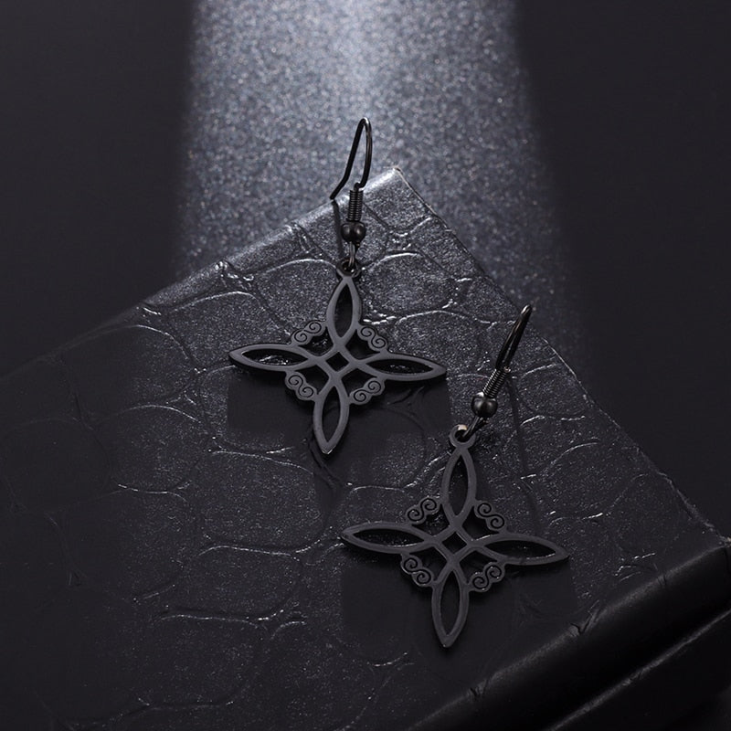 Silver Color Witch Knot Necklace for Women Stainless Steel Choker Necklaces Vintage Amulet Protection Supernatural Jewelry Sets