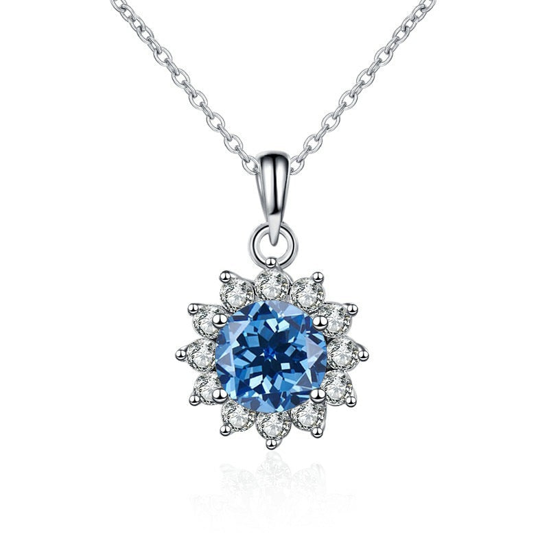 Butterflykiss In 925 Sterling Silver Sunflower Pendant Necklace For Women 1.0CT VVS1 Moissanite Diamond Wedding Jewelry Gift