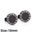 LUXUKISSKIDS Roman Numerals Men's Earrings Gothic Black Studs Steel Korean Fashion For Women 2023 Trendy Punk CZ Hiphop Piercing - Charlie Dolly