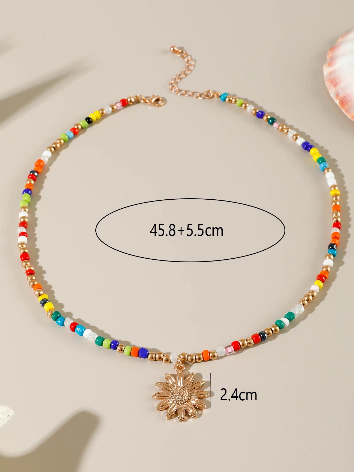 Tocona Boho Starfish Shell Flower and Pearl Pendant Necklace