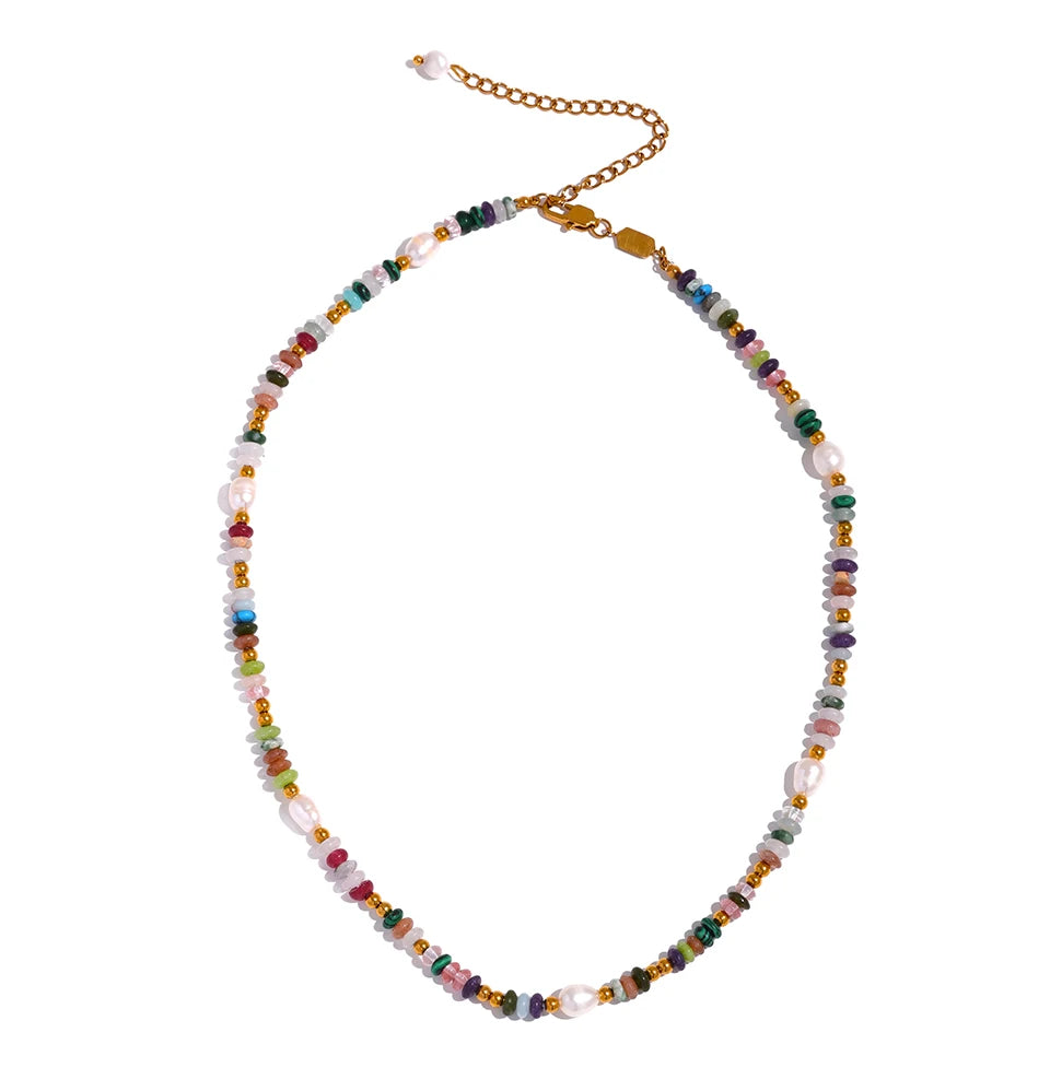 Natural Pearl Stone Boho Necklace
