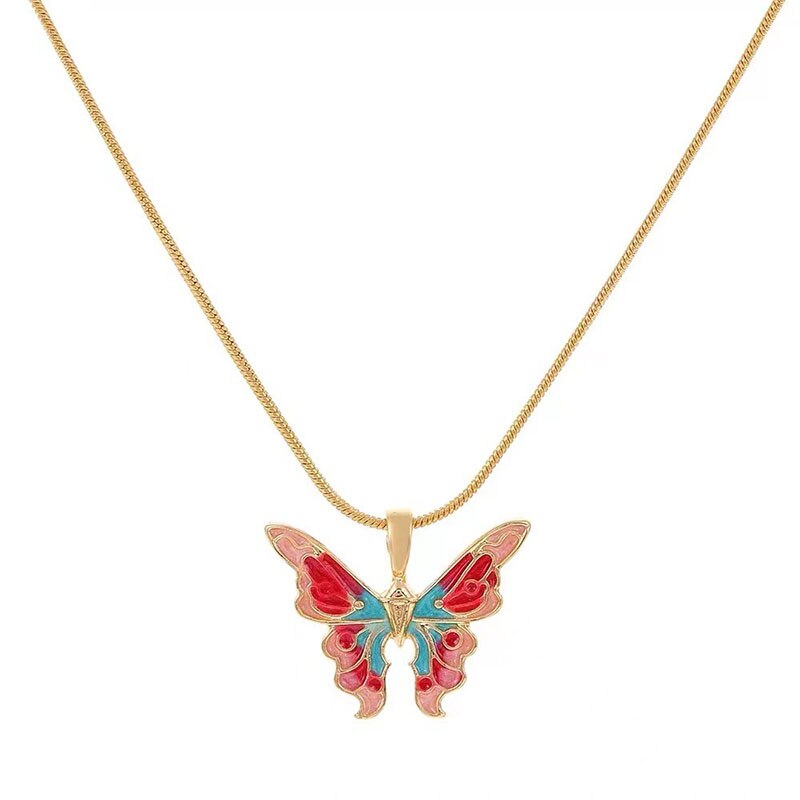 Trendy Barbie Princess Pearl Enamel Butterfly Choker Necklace For Women Holiday Party Gift Fashion Jewelry Accessories N049