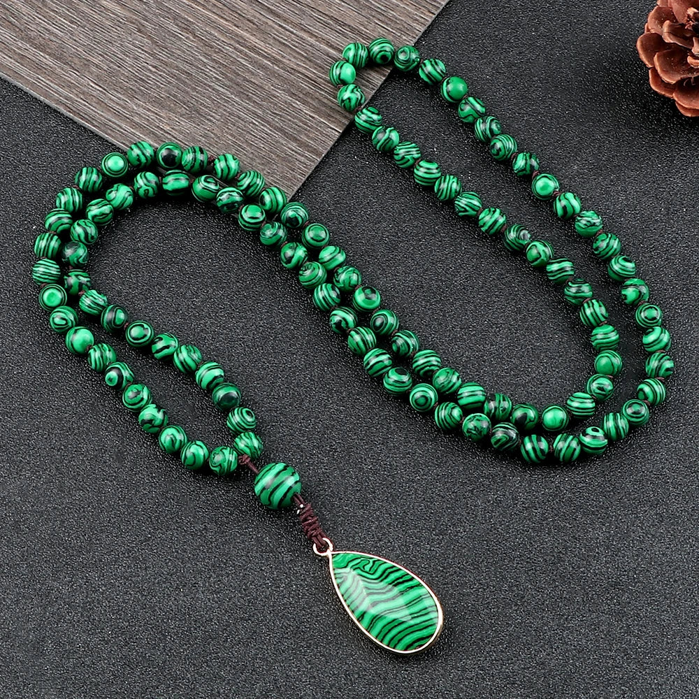 Tiger Eye Onyx Prayer Mala Necklace Jewelry
