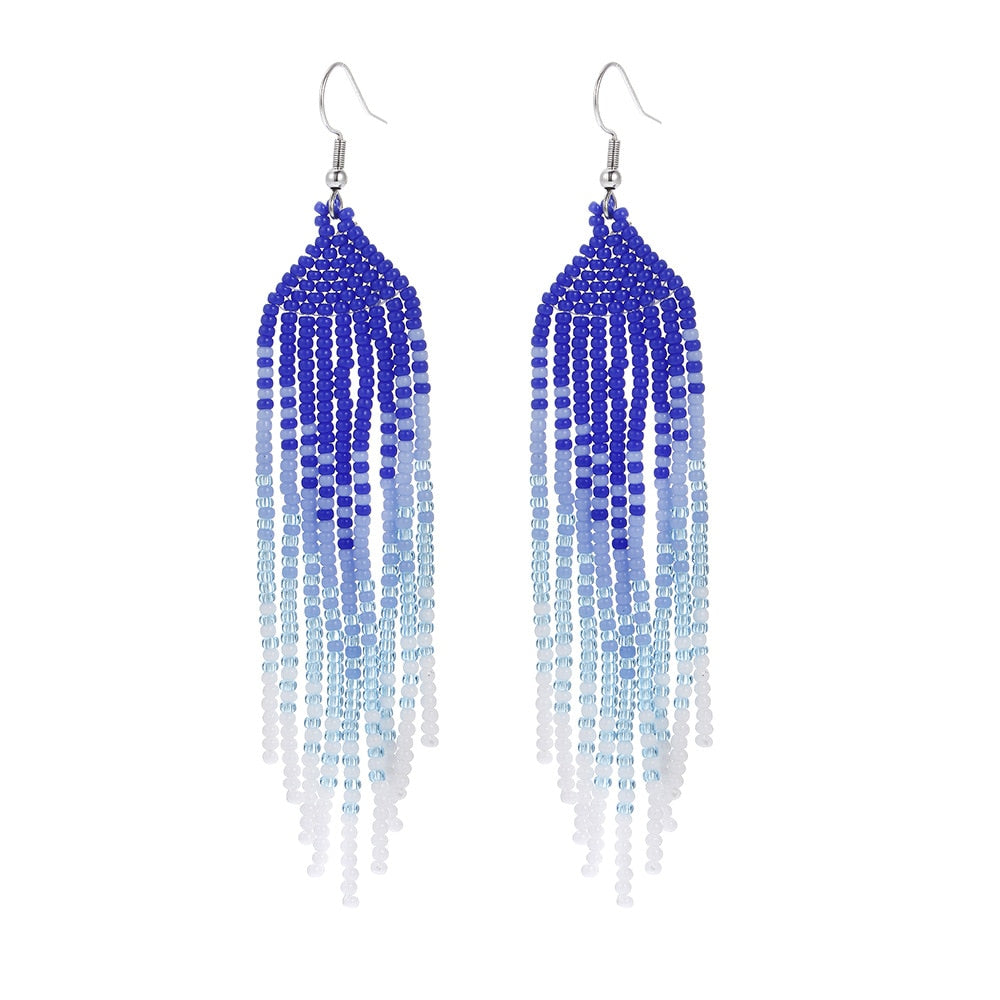 LIMAX Bohemian Earrings 2022 Beads Long Earrings Ethnic Style Drop Earings Fashion Jewelry Bijoux Femme Statement Earrings