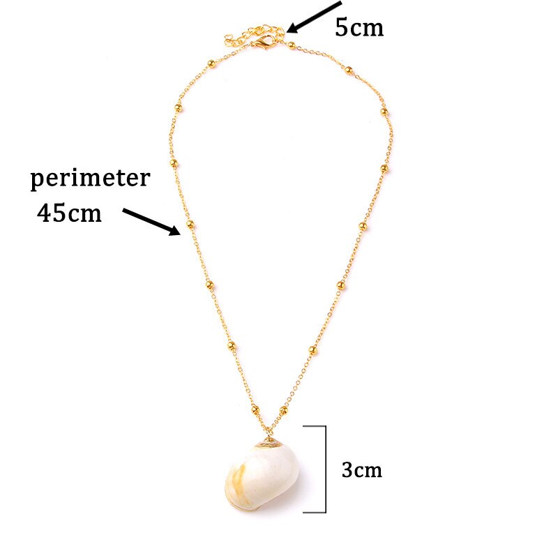 Boho Conch Shell Necklace Gold Color Beads Chain Necklace Women Simple Seashell Choker Necklace Summer Beach Jewelry Party Gift