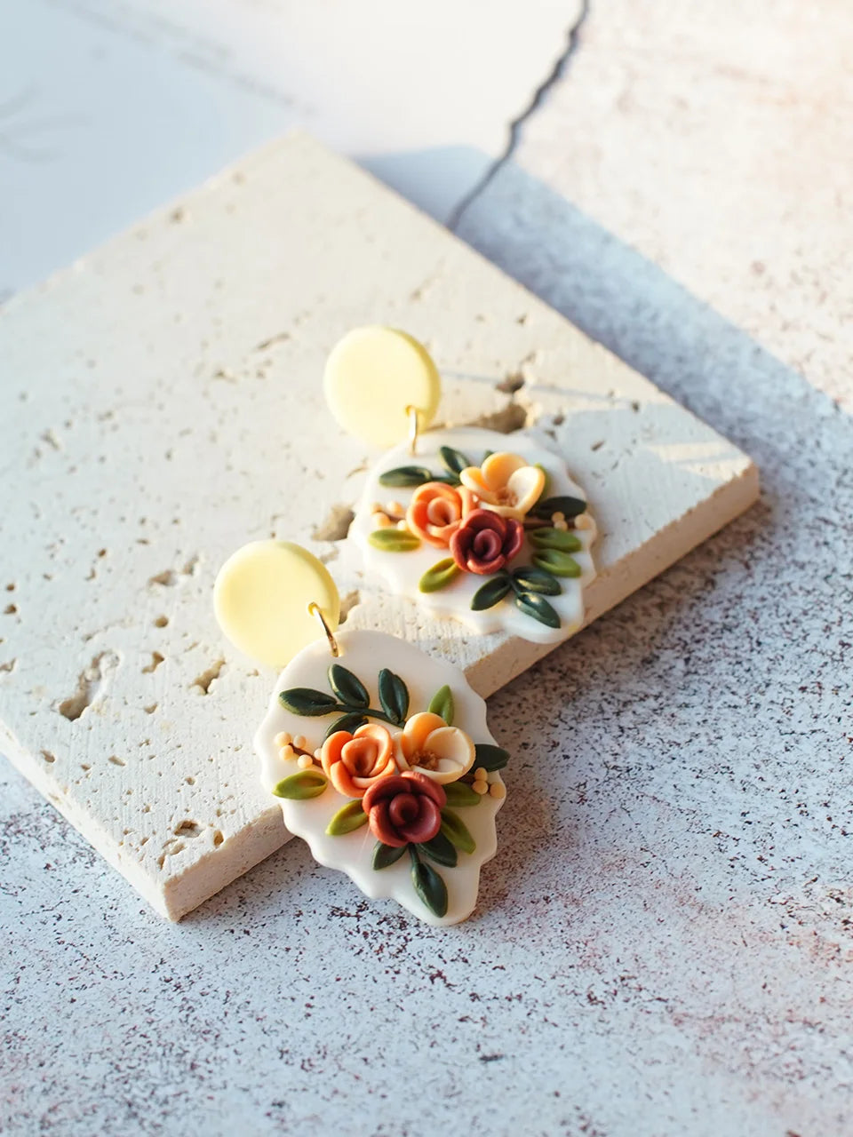 Clay Flower Cluster Egg Nest Earrings Jewelry
