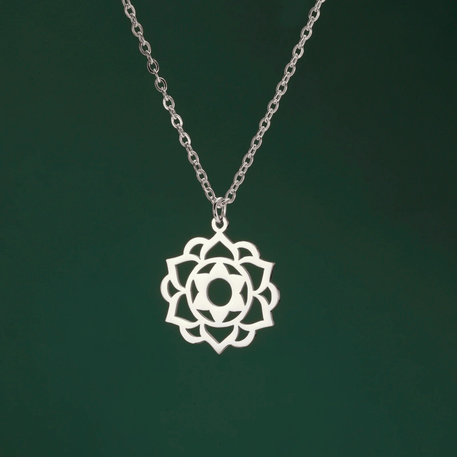 Yoga Lotus & Flower of Life Pendant Necklace, Stainless Steel Chakra Healing Amulet