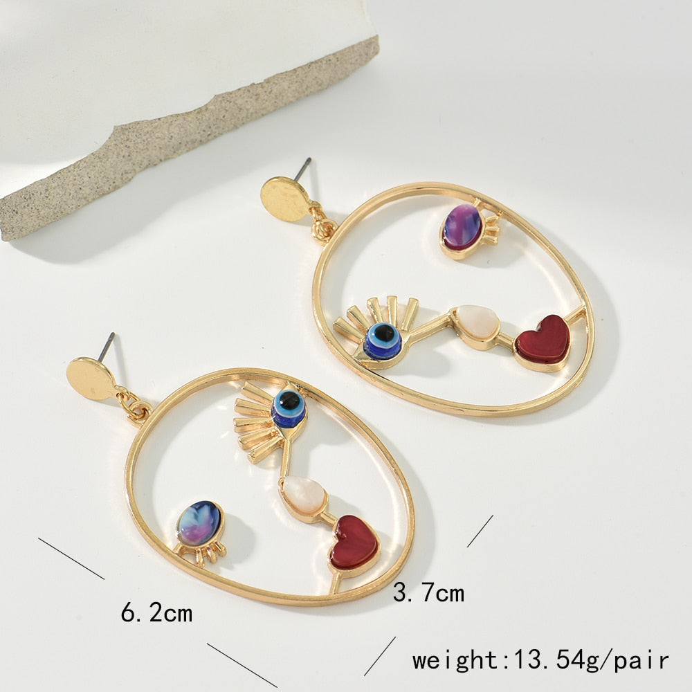 Exaggerated Abstract Face Pendant Earrings For Women Niche Design Wild Girls Cocktail Party Gifts Jewelry