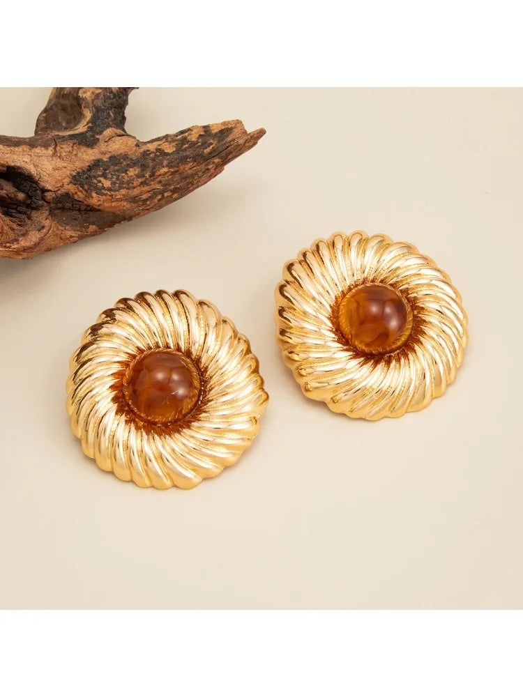 Resin Bead Big Spiral Stud Earrings Jewelry