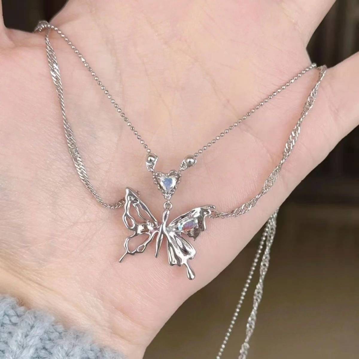 2022 Fashion Opal Heart Necklace Castle Necklace For Woman Girls Rose Quartz Barbie Necklace Jewelry Accessories Gift