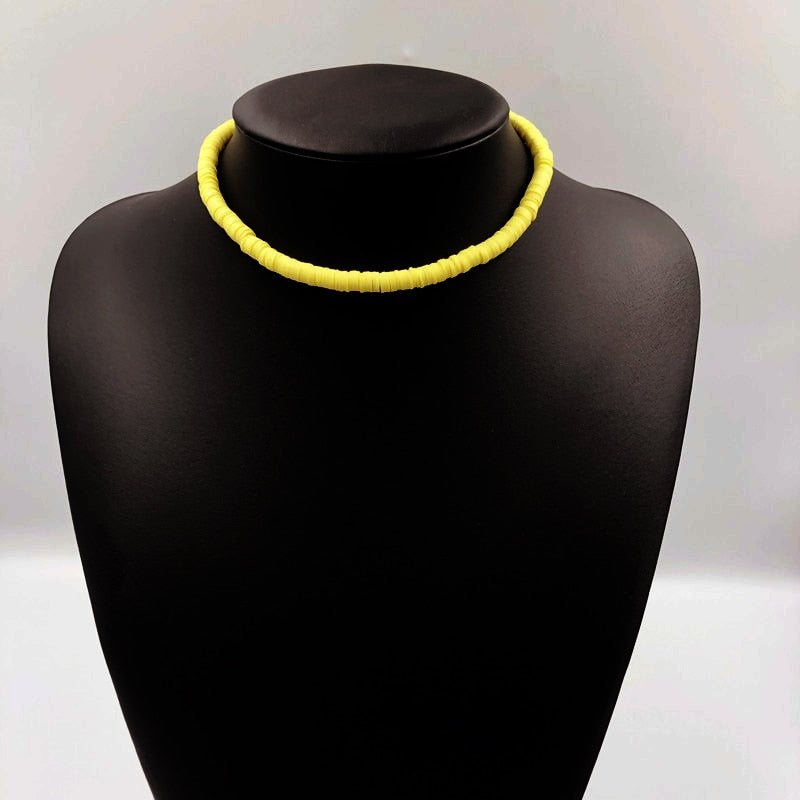 Donarsei New Fashion Colorful Clay Choker Necklace For Women Bohemian Adjustable Soft Pottery Collar Necklace Boho Jewelry