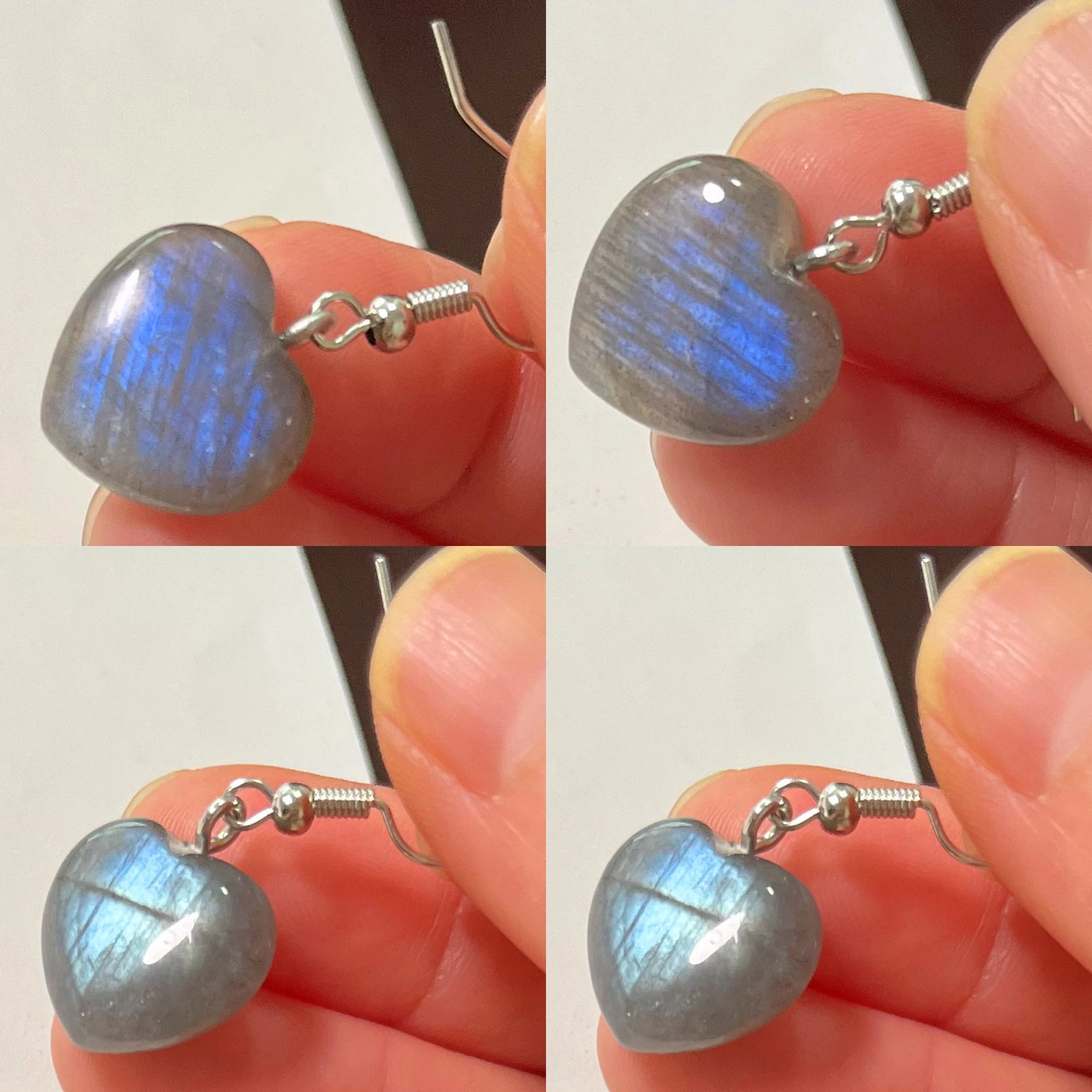 Blue Labradorite Pendant & Earrings Set, Raw Natural Stone Unisex Boho Jewelry
