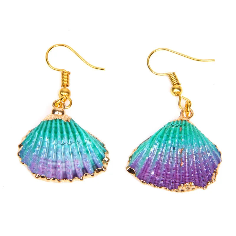 Natural Shell Scallop Drop Earrings Jewelry