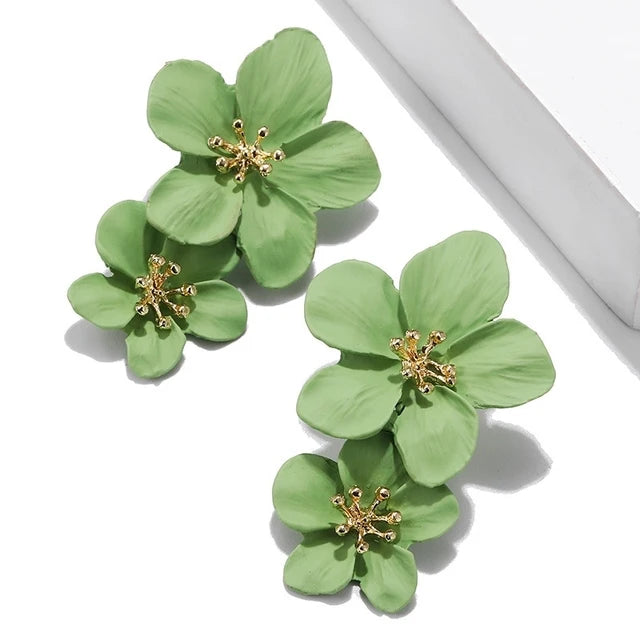 Metal Flower Stud Earrings Jewelry